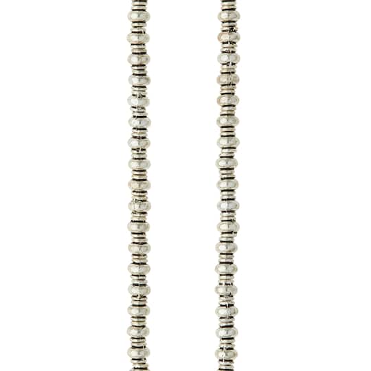 12 Pack: Silver Plated Smooth Rondelle Beads, 4mm by Bead Landing&#x2122;